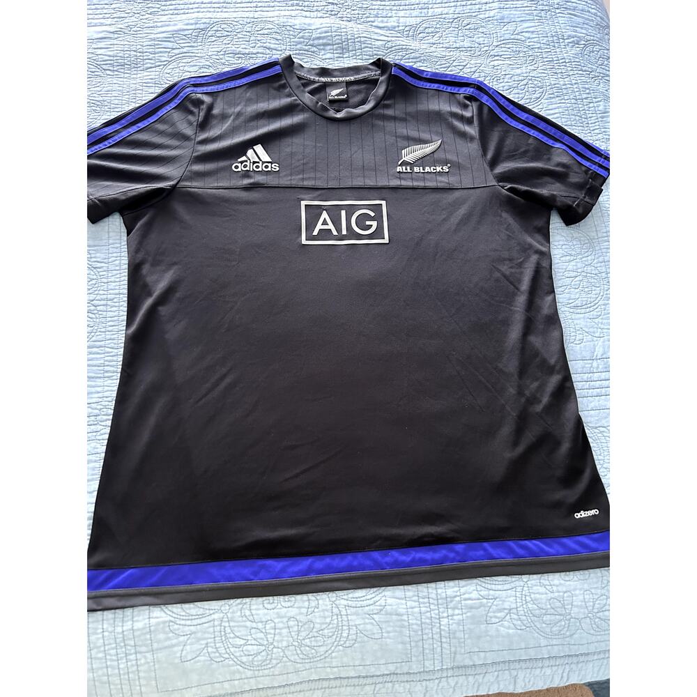 Mens ADIDAS All Blacks Training Jersey 3 Stripes Pre Owned Size XXL